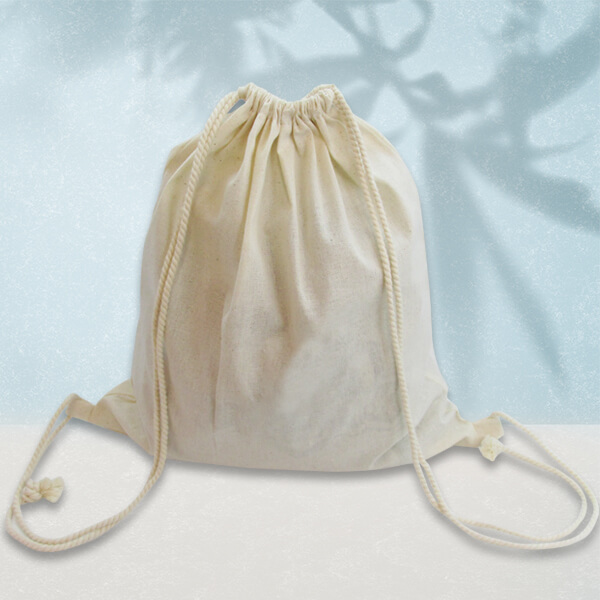 Kişiye Özel İp Büzgülü Ham Bez Sırt Çantası görsel