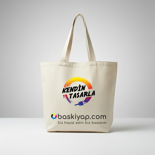 Kişiye Özel Baskılı Kanvas Geniş Hacim Alışveriş Ve Plaj Çantası görsel