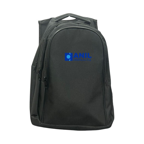 Kişiye Özel Baskılı 3 Bölmeli Destekli Sırt Çantası - Siyah