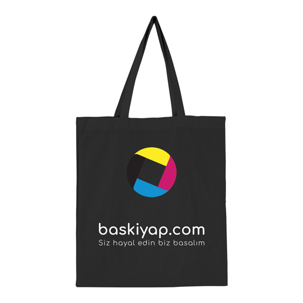Baskılı Siyah Bez Çanta görsel