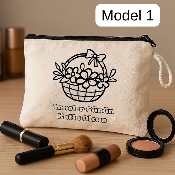 Anneler Gününe Özel Boyama Makyaj Çantası 5'Li  + Keçeli Kalem Hediyeli