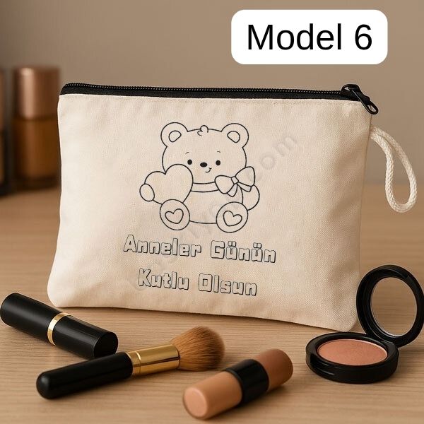 Anneler Gününe Özel Boyama Makyaj Çantası 5'Li  + Keçeli Kalem Hediyeli