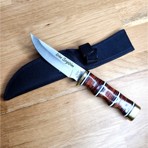 Kişiye Özel Kılıflı Kahverengi Avcı Bıçağı