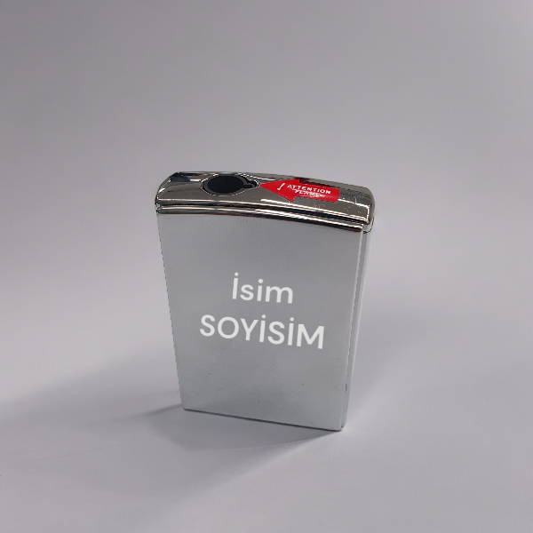 Kişiye Özel Gümüş Metal Yana Açılan Pürmüz Alevli Gazlı Çakmak - Görsel 1