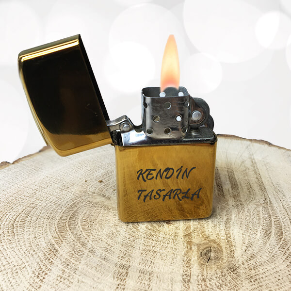 Kişiye Özel Metal Spectrum Altın Çakmak - Görsel 1