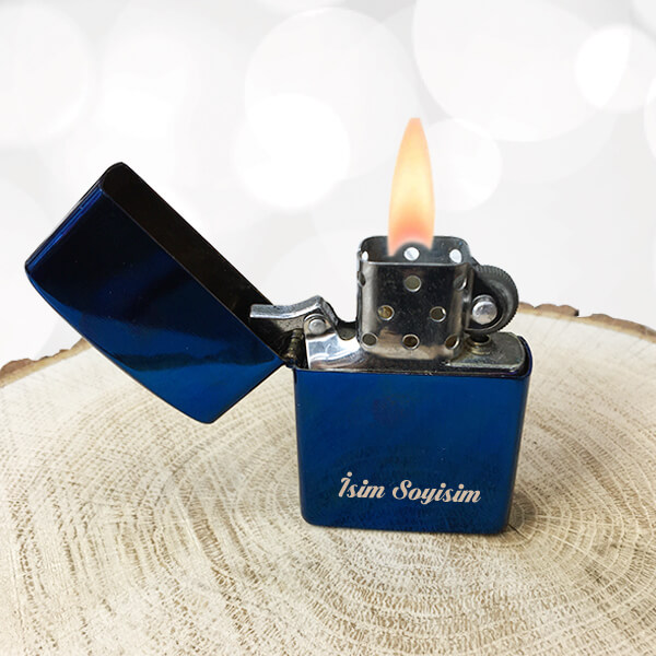 Kişiye Özel Metal Spectrum Mavi Çakmak - Görsel 1