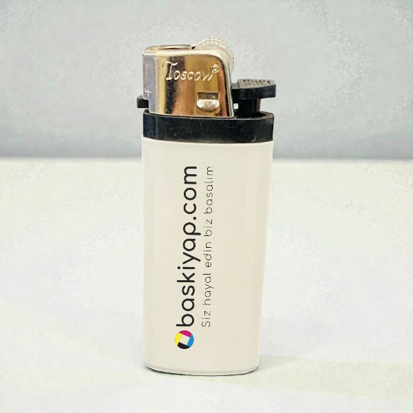 Taşlı Promosyon Çakmak - Beyaz