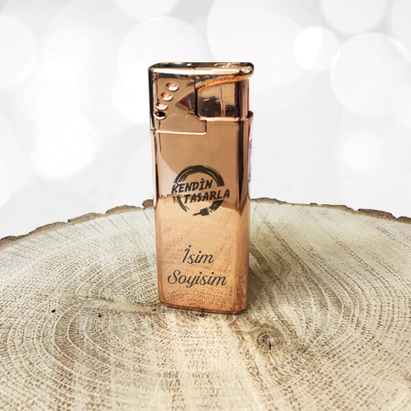 Kişiye Özel Golden Rose Metal Çakmak