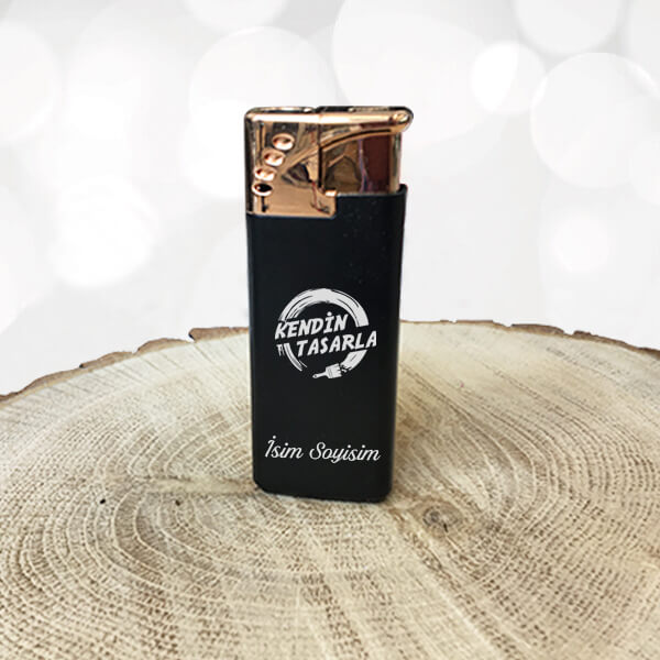 Kişiye Özel Rose Siyah Metal Çakmak