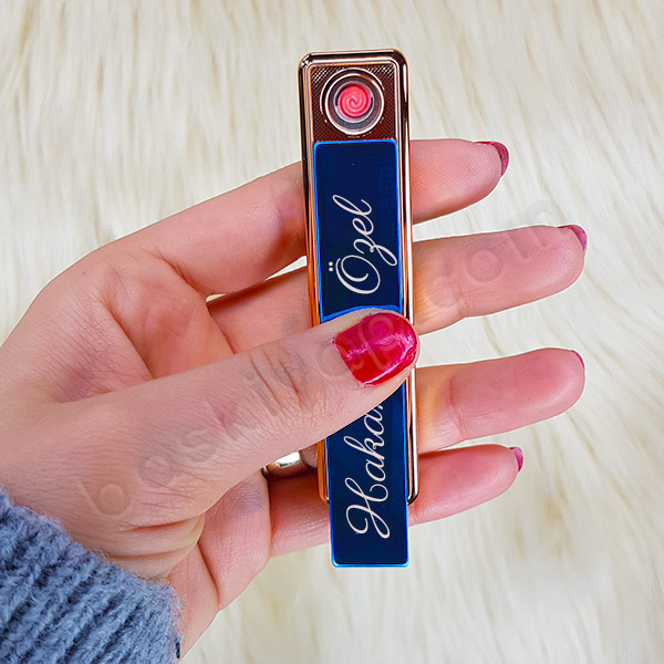 Kişiye Özel Şarjlı Alevsiz Rose Gold Çakmak