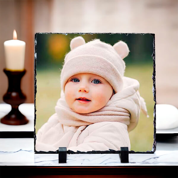 Kişiye Özel Baskılı Kare Taş Çerçeve 15X15Cm görsel