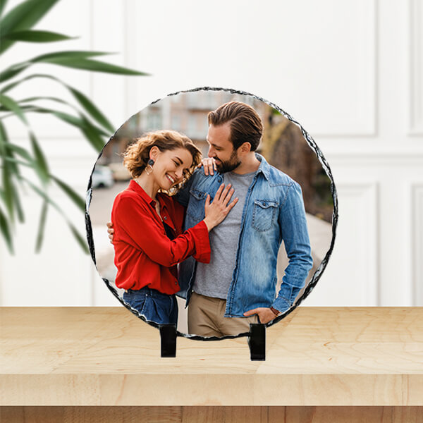 Kişiye Özel Baskılı Yuvarlak Taş Çerçeve 15Cm