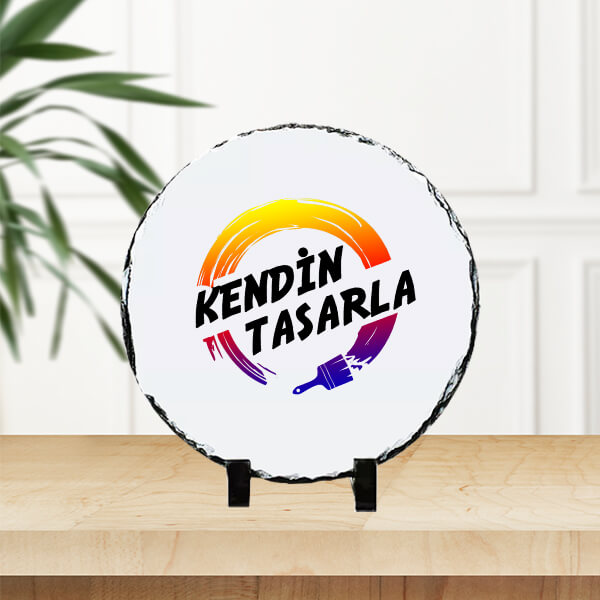 Kişiye Özel Baskılı Yuvarlak Taş Çerçeve 15Cm