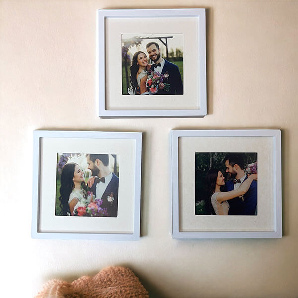 Kişiye Özel Beyaz Pola Çerçeve 3'Lü 14X14 Cm