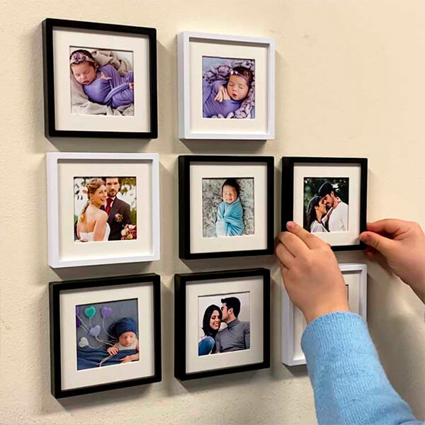 Kişiye Özel Siyah Pola Çerçeve 3'Lü 14X14 Cm