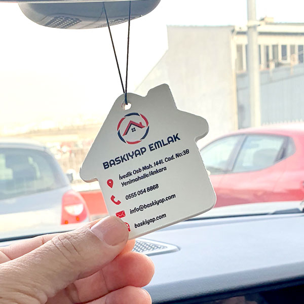 Kişiye Özel Baskılı Ev Şekilli Dikiz Aynası Süsü