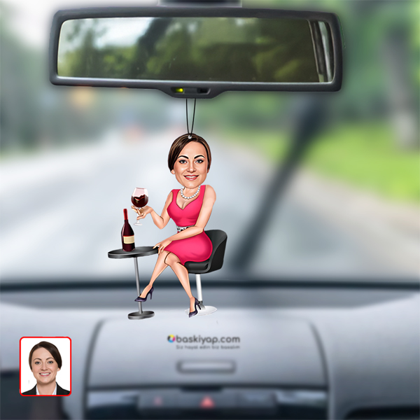 Güzel Kadın Dikiz Aynası Süsü Karikatür görsel