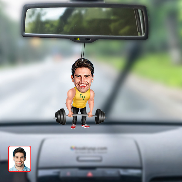 Halterci Karikatür Dikiz Ayna Süsü görsel