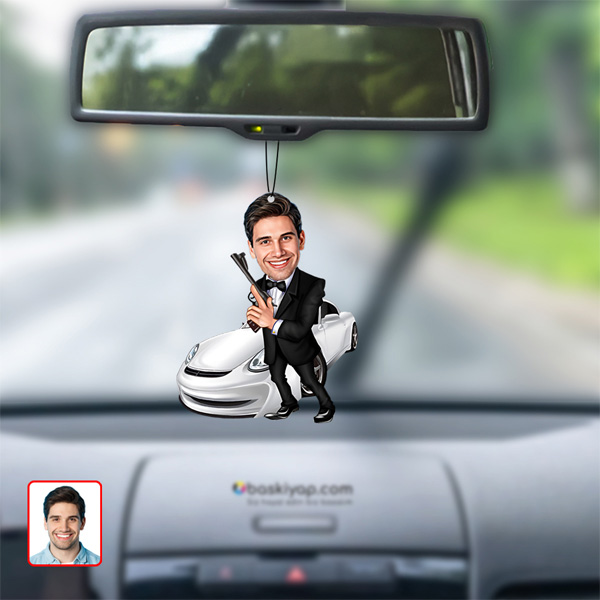 Mafya Karikatür Dikiz Ayna Süsü Fotoğraflı