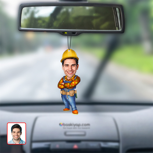 Mühendis Karikatürlü Dikiz Ayna Süsü görsel