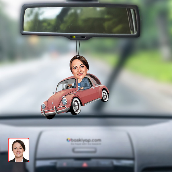 Vosvos Süren Kadın Dikiz Ayna Süsü Kişiye Özel görsel