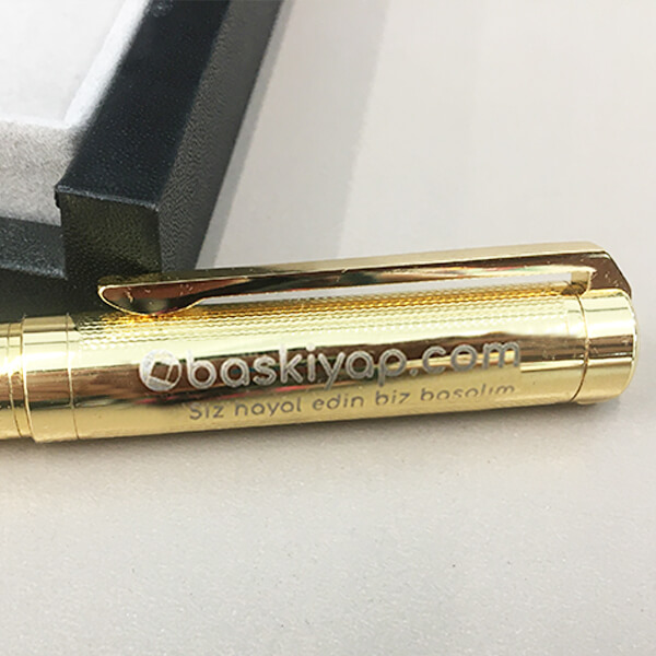 İsme Özel Altın Sarı Tükenmez Kalem | Kutulu