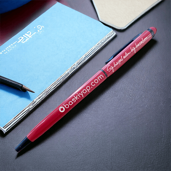 Dokunmatik Özellikli Kırmızı Siyah Metal Kalem