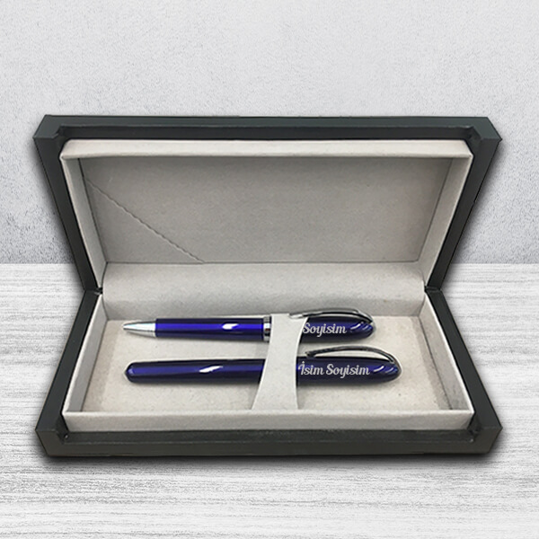 Kişiye Özel Lacivert Kalem Seti | Kutulu