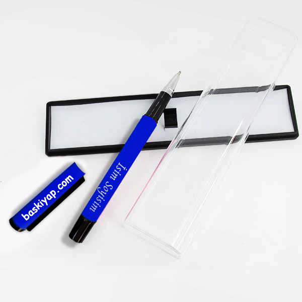 Kişiye Özel Silikon Kaplama Mavi Metal Kalem