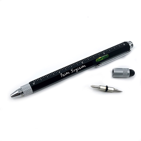 Kişiye Özel Su Terazili Cetvelli Tornavidalı Mühendis Kalemi - Görsel 1