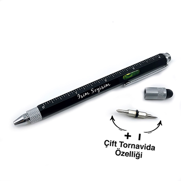 Kişiye Özel Su Terazili Cetvelli Tornavidalı Mühendis Kalemi - Görsel 2