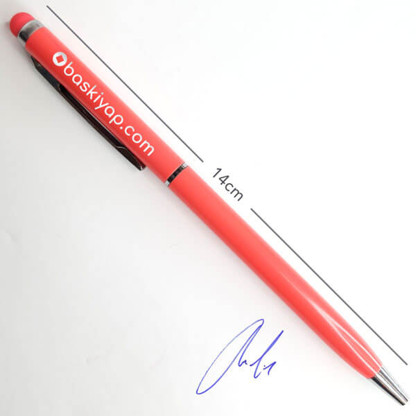 Dokunmatik Özellikli Pembe Metal Kalem - Görsel 1