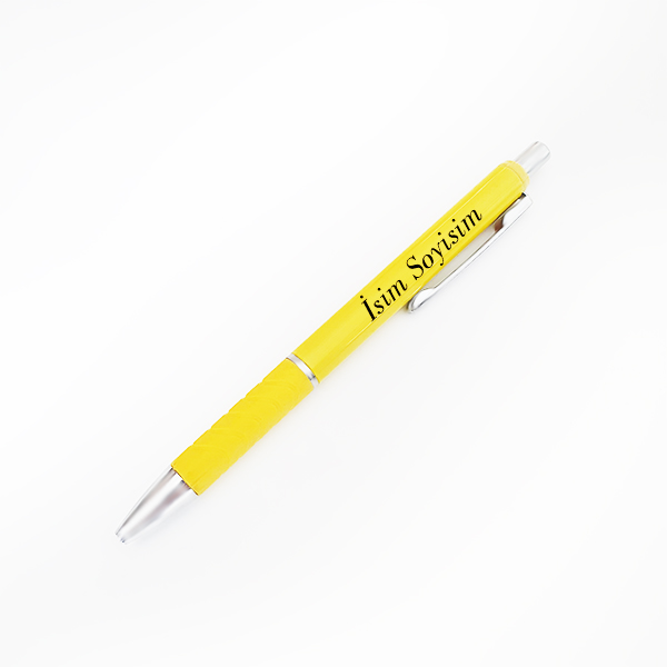 Kişiye Özel Baskılı Sarı Metal Tükenmez Kalem