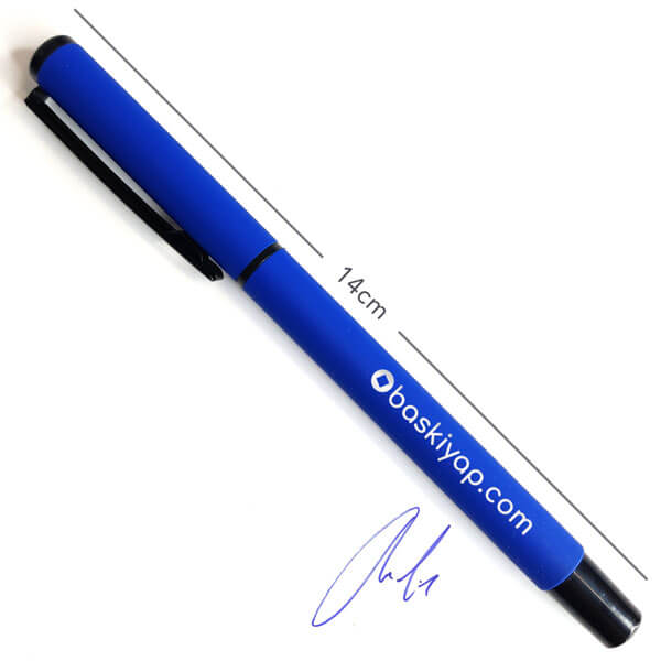Kişiye Özel Silikon Kaplama Mavi Metal Kalem