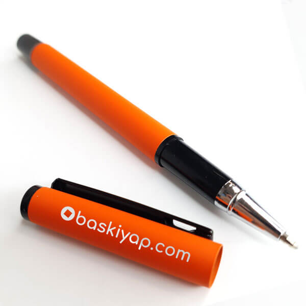 Kişiye Özel Turuncu Silikon Kaplama Metal Kalem