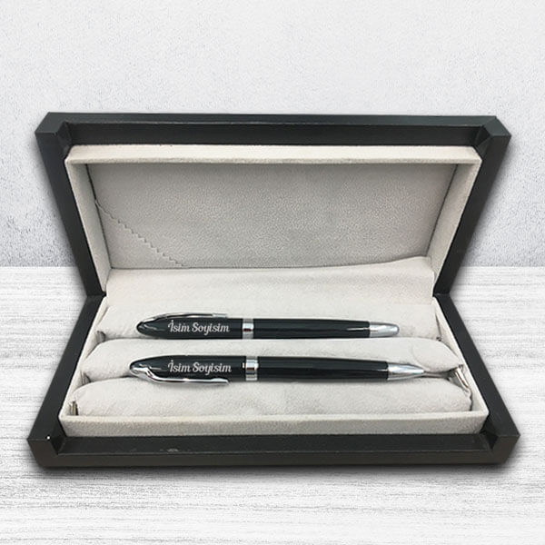 İsme Özel Siyah Kalem Seti-2 | Kutulu