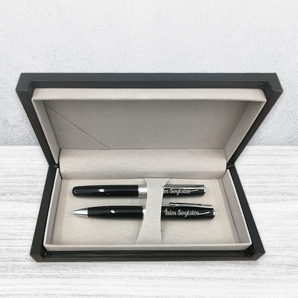 İsme Özel Siyah Kalem Seti-4 | Kutulu