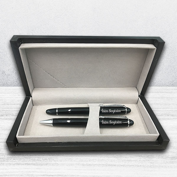 İsme Özel Siyah Kalem Seti-1 | Kutulu