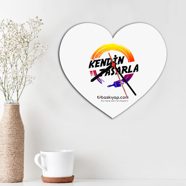 Kişiye Özel Ahşap Kalp Duvar Saati