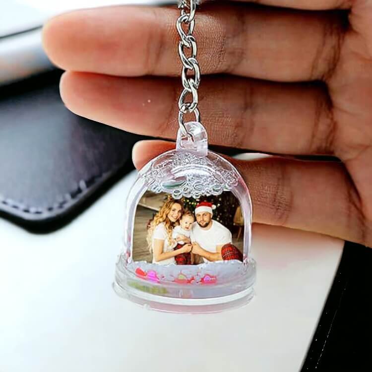 Kişiye Özel Fotoğraflı Kar Küresi Anahtarlık