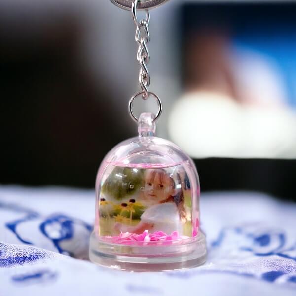 Kişiye Özel Fotoğraflı Kar Küresi Anahtarlık