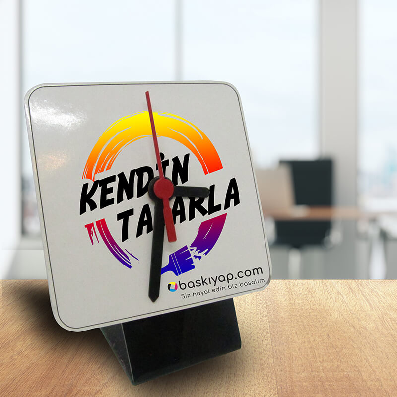 Fotoğraf Baskılı Kare Masa Saati