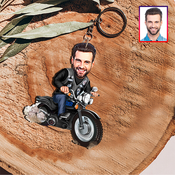 Kişiye Özel Motorcu Karikatürlü Anahtarlık - Görsel 1