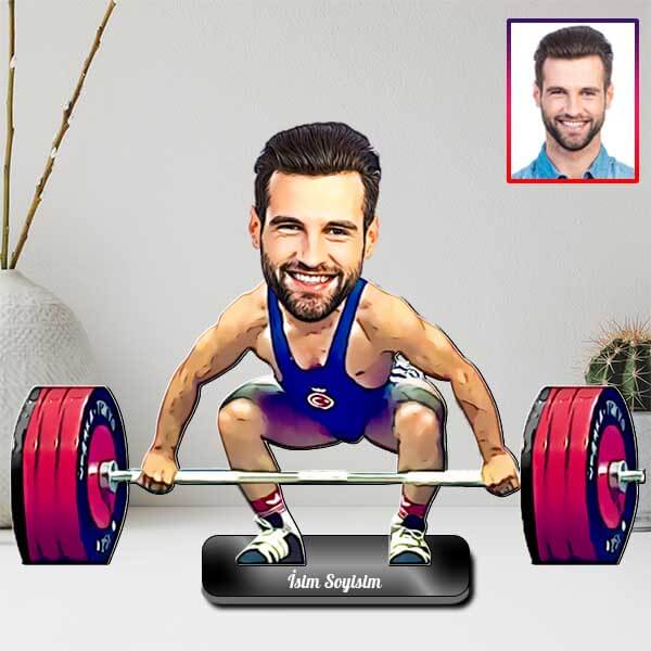 Kişiye Özel Halterci Karikatürlü Biblo görsel