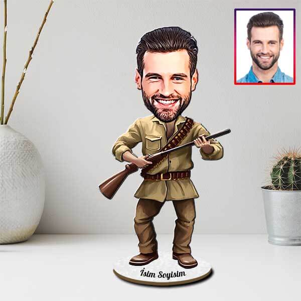 Kişiye Özel Avcı Karikatürlü Biblo görsel