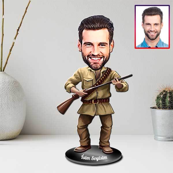 Kişiye Özel Avcı Karikatürlü Biblo görsel