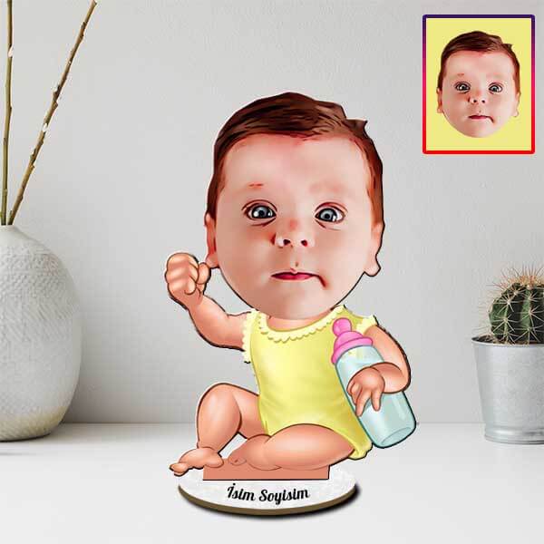 Kişiye Özel Emzikli Bebek Karikatürlü Biblo görsel