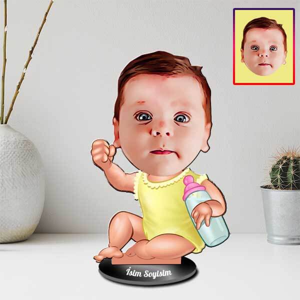 Kişiye Özel Emzikli Bebek Karikatürlü Biblo görsel