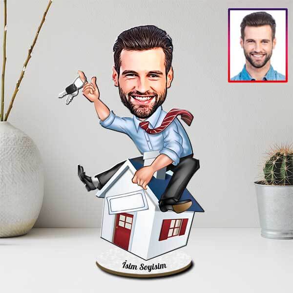 Kişiye Özel Emlakçı Karikatürlü Biblo görsel