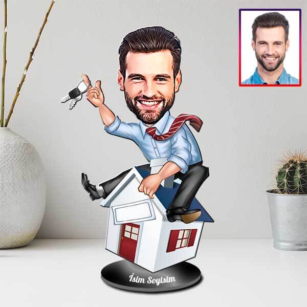 Kişiye Özel Emlakçı Karikatürlü Biblo görsel